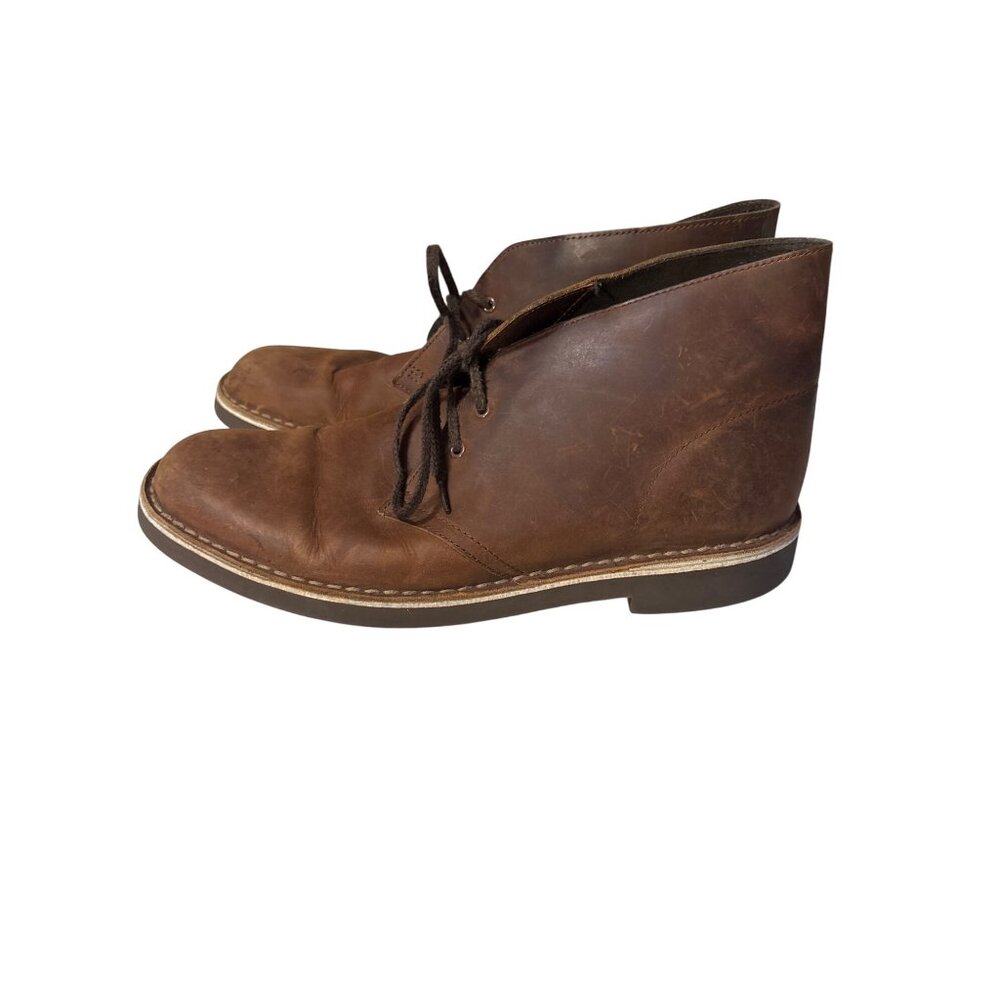 Clarks Mens 10 Dark Brown Leather‎ Desert Boots Lace-Up Casual Style